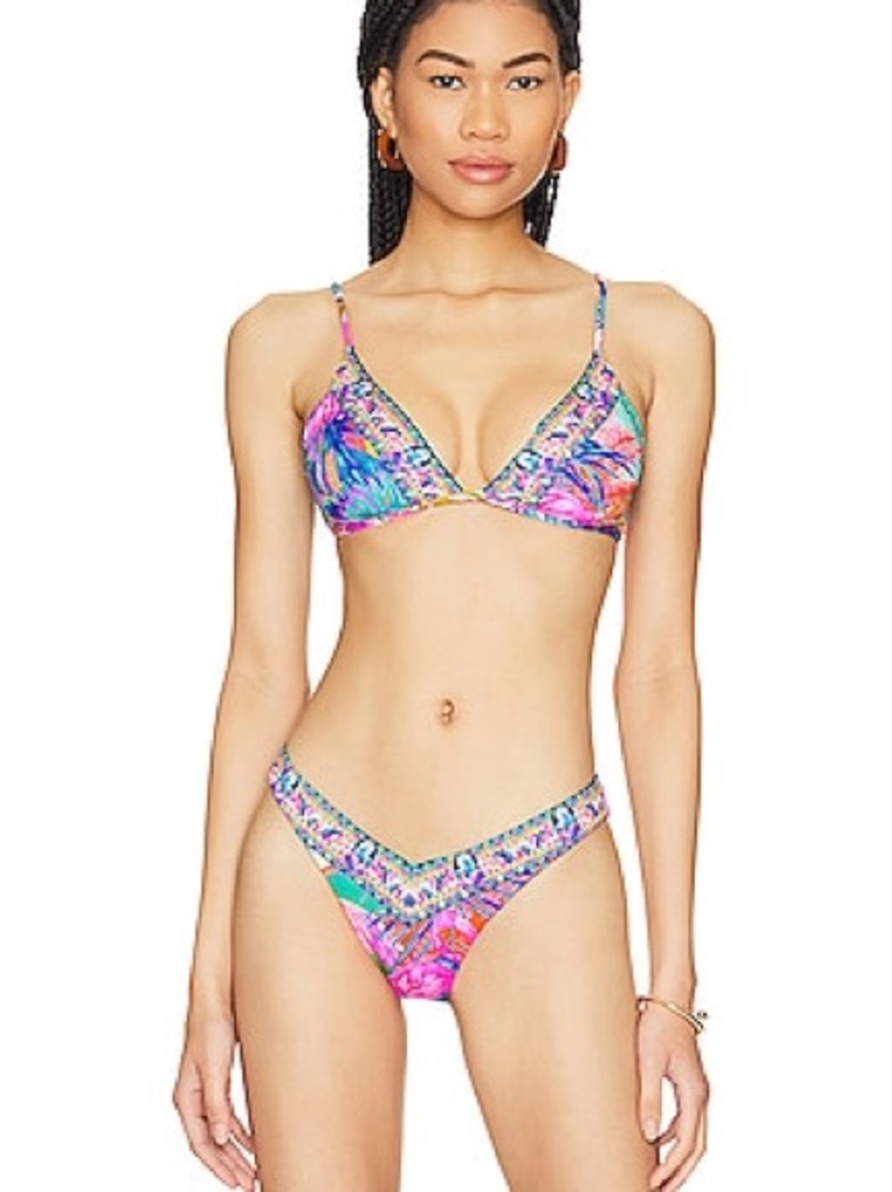 Camilla Floral Bikini Top and Bottom in Blue & Pink Like New